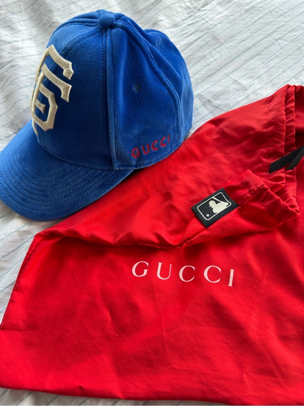 Gucci x MLB Velvet San Francisco Giants Baseball Hat with Red Gucci Dust Bag